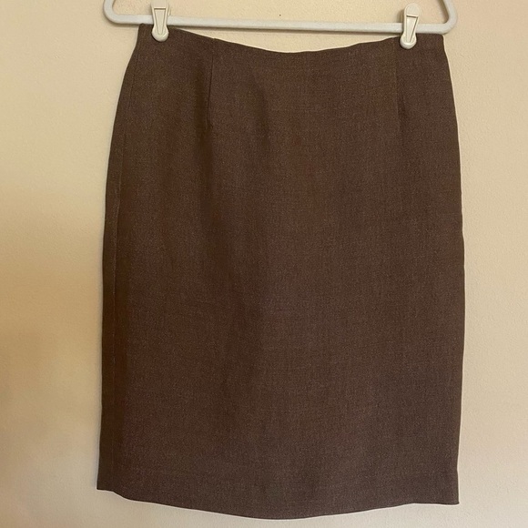 Donna Karan Brown Linen Skirt Suit Set Size 8 - Picture 6 of 16